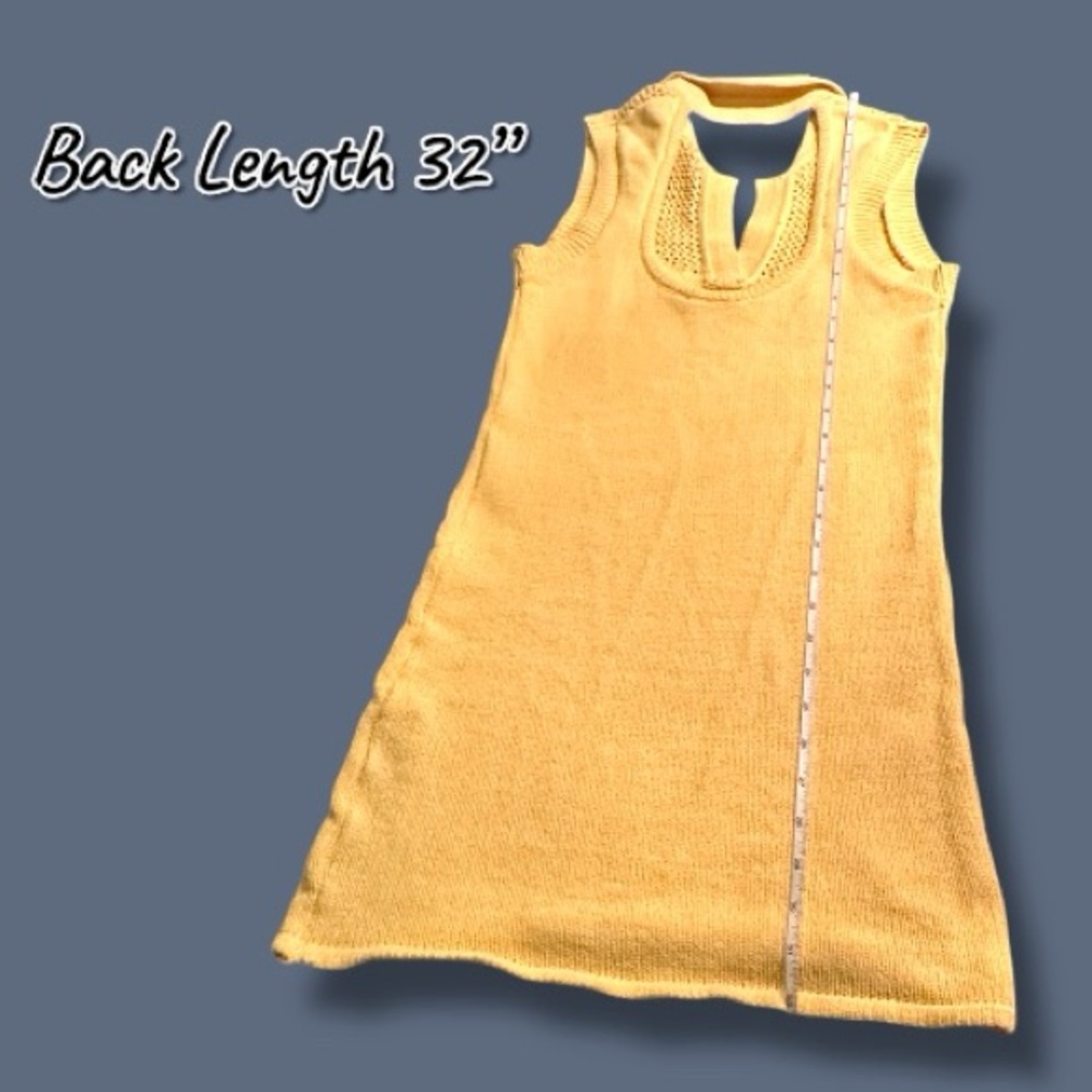 EUC Zara Yellow Knit Perforated Halter Dress. Size S ⭐️ - Picture 9 of 11